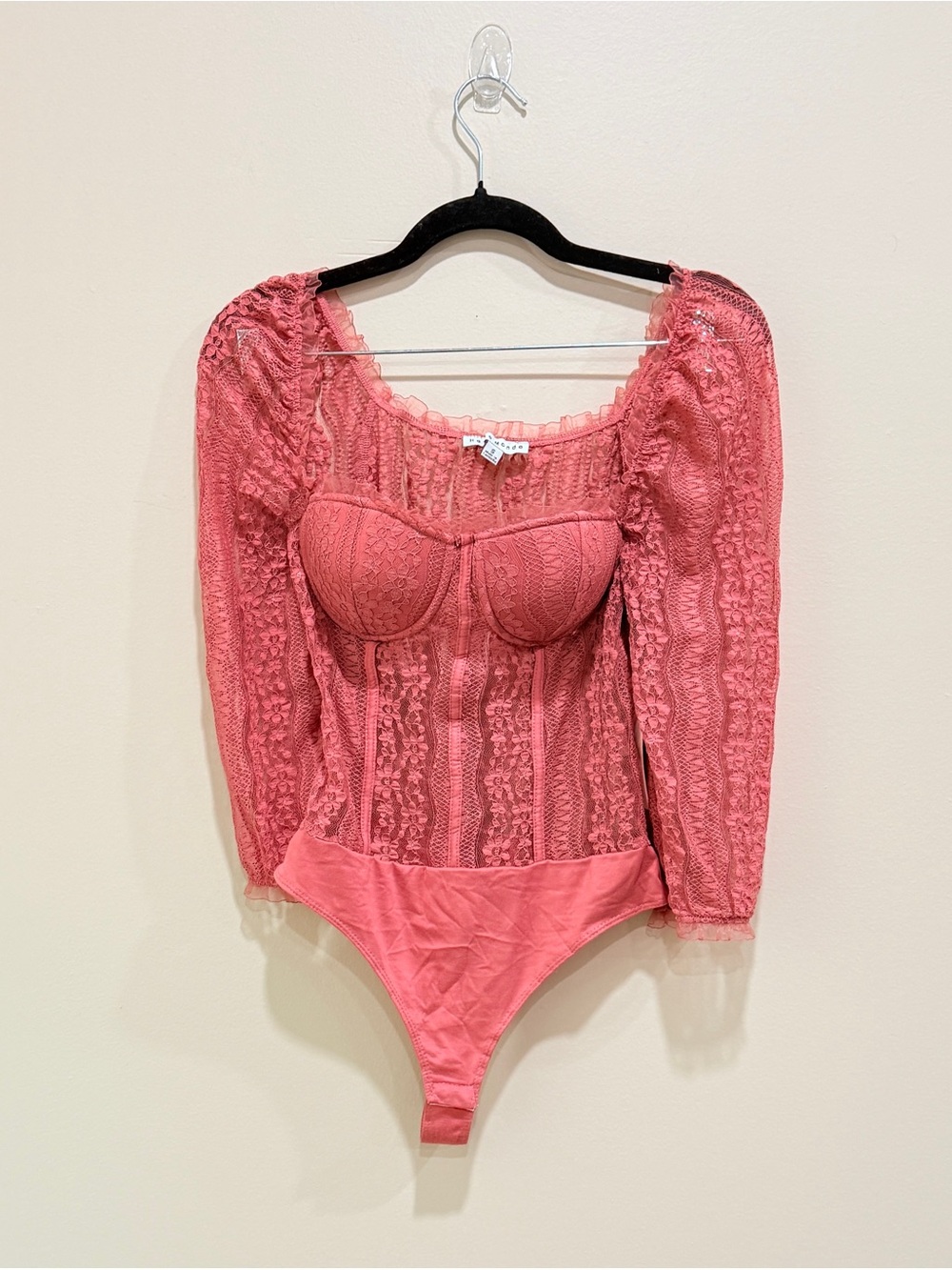 Haute Monde Rosewood Lace Bustier Bodysuit Size Small NWT Padded